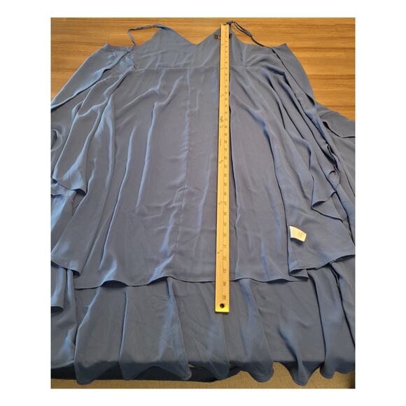 Lulus Manhattan Moment Blue Ruffle Midi Wrap Dress Women’s S High Low GUC - Picture 10 of 11